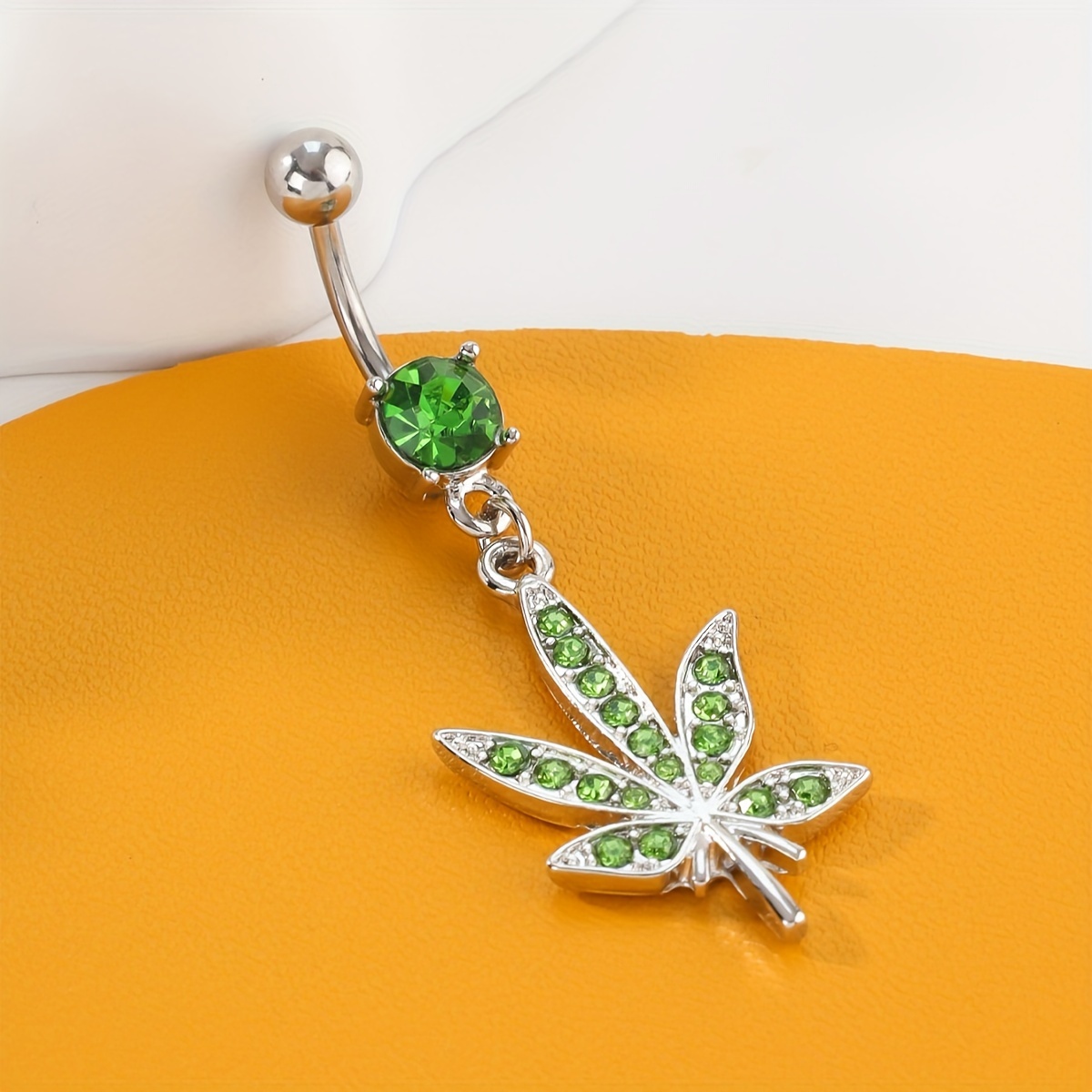 Green Rhinestone Bohemian Belly Button Ring